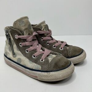 Converse Chuck Taylor Glitter Polka Dots Grey Pink White Size Toddler 10